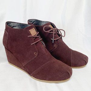 Toms Desert Wedge Suede Bootie - Brown